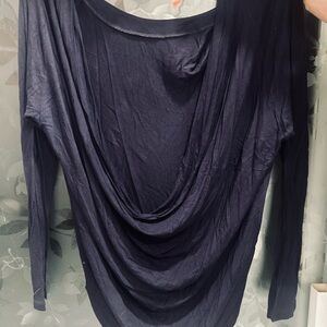 Express Navy Drape Blouse
